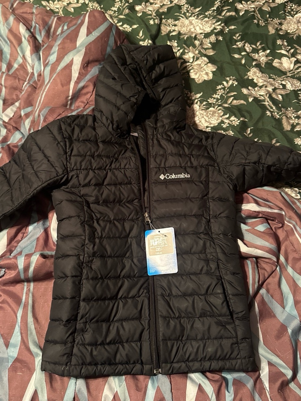 Columbia powder lite ii youth large Black Packable Puffer Jacket with Hood